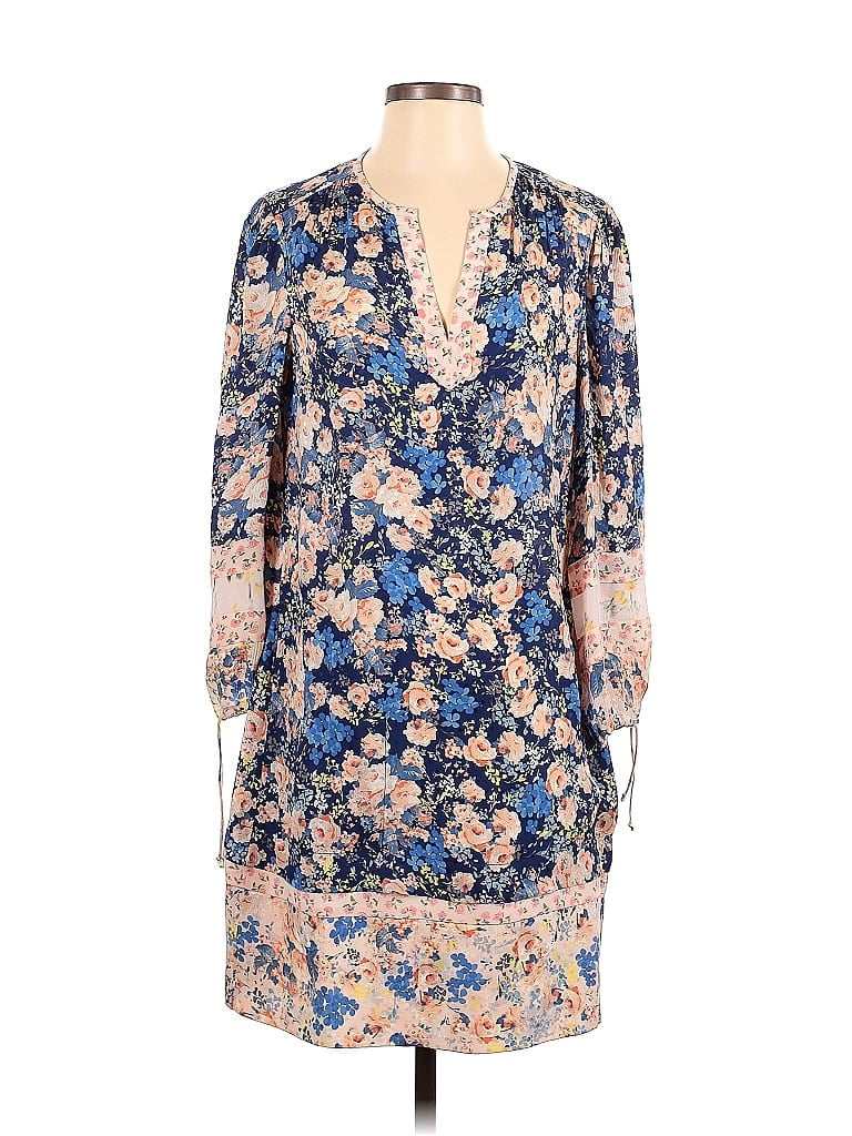 Rebecca Taylor 100% Silk Floral Motif Paisley Baroque Print Blue Casual Dress Size 2 - photo 1