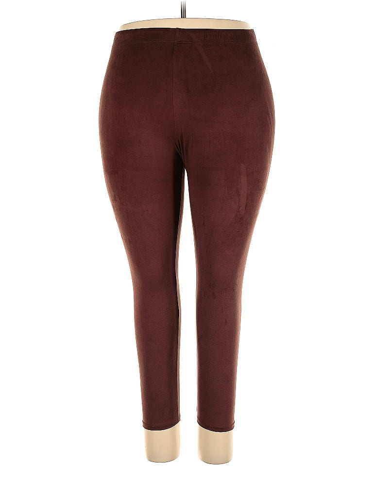 Ashley Blue Solid Brown Burgundy Leggings Size 2X (Plus) - 47% off ...