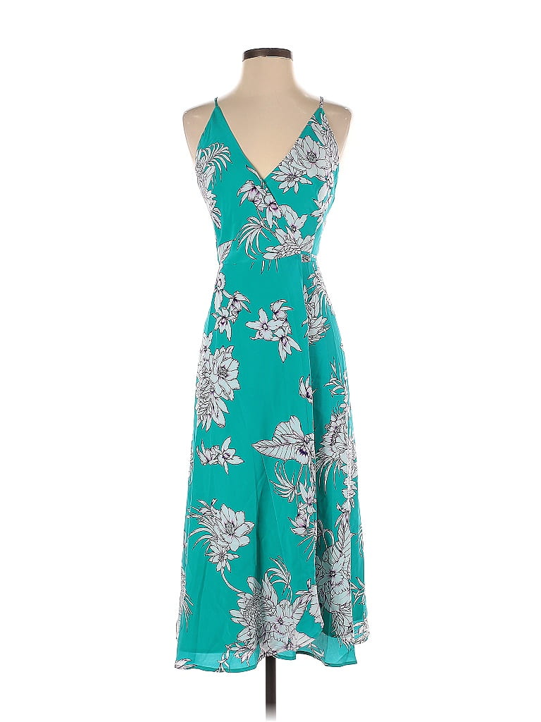 Yumi Kim 100% Silk Floral Motif Floral Tropical Teal Cocktail Dress Size XS - photo 1