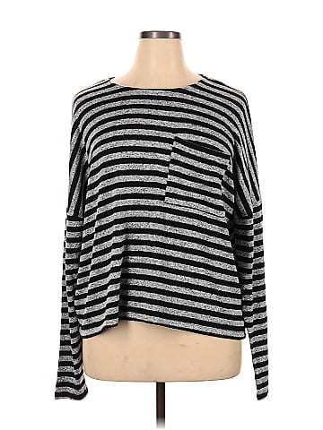 Lucky Brand Stripes Multi Color Gray Long Sleeve T-Shirt Size XL