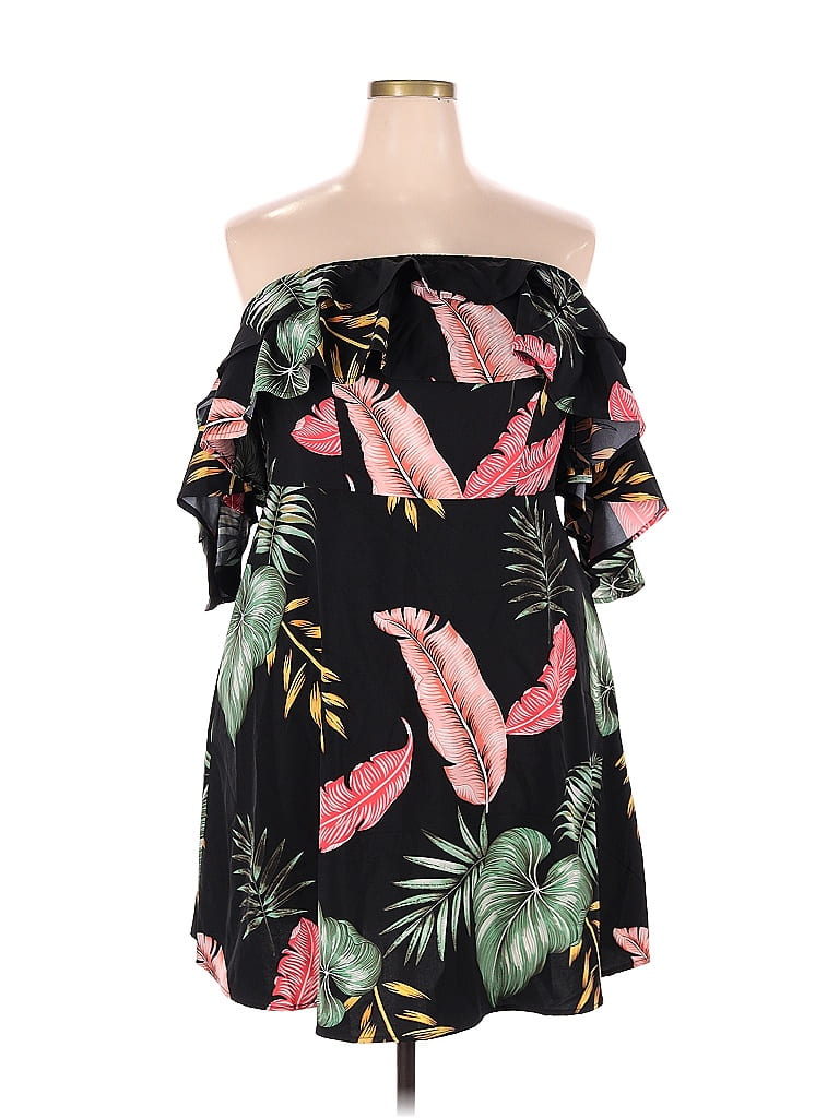 Shein 100% Polyester Tropical Black Casual Dress Size 2X (Plus) - photo 1