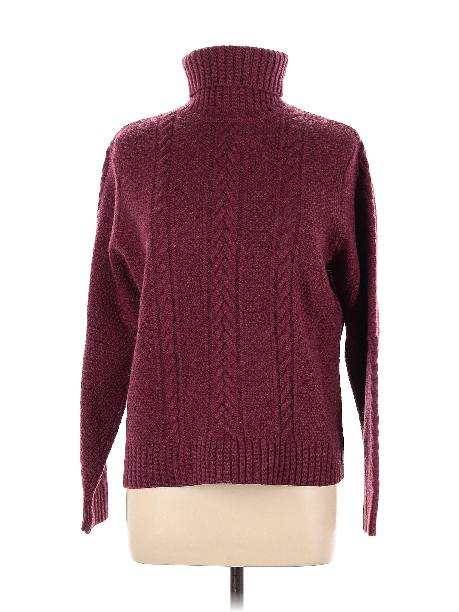Ann Taylor 100% Lambswool Color Block Solid Burgundy Wool Pullover ...
