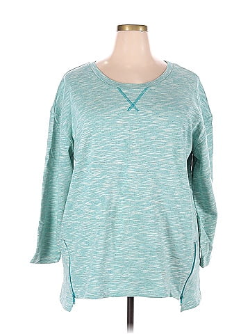 Woman Within Marled Teal Sweatshirt Size 22 (1X) (Plus) - 70% off
