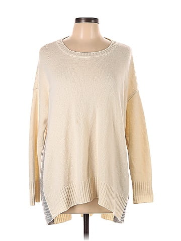 Eileen Fisher Color Block Solid Ivory Pullover Sweater Size L (Petite) -  72% off