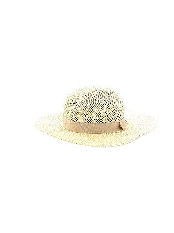 BCBGMAXAZRIA 100 Paper Color Block Tan Ivory Sun Hat One Size