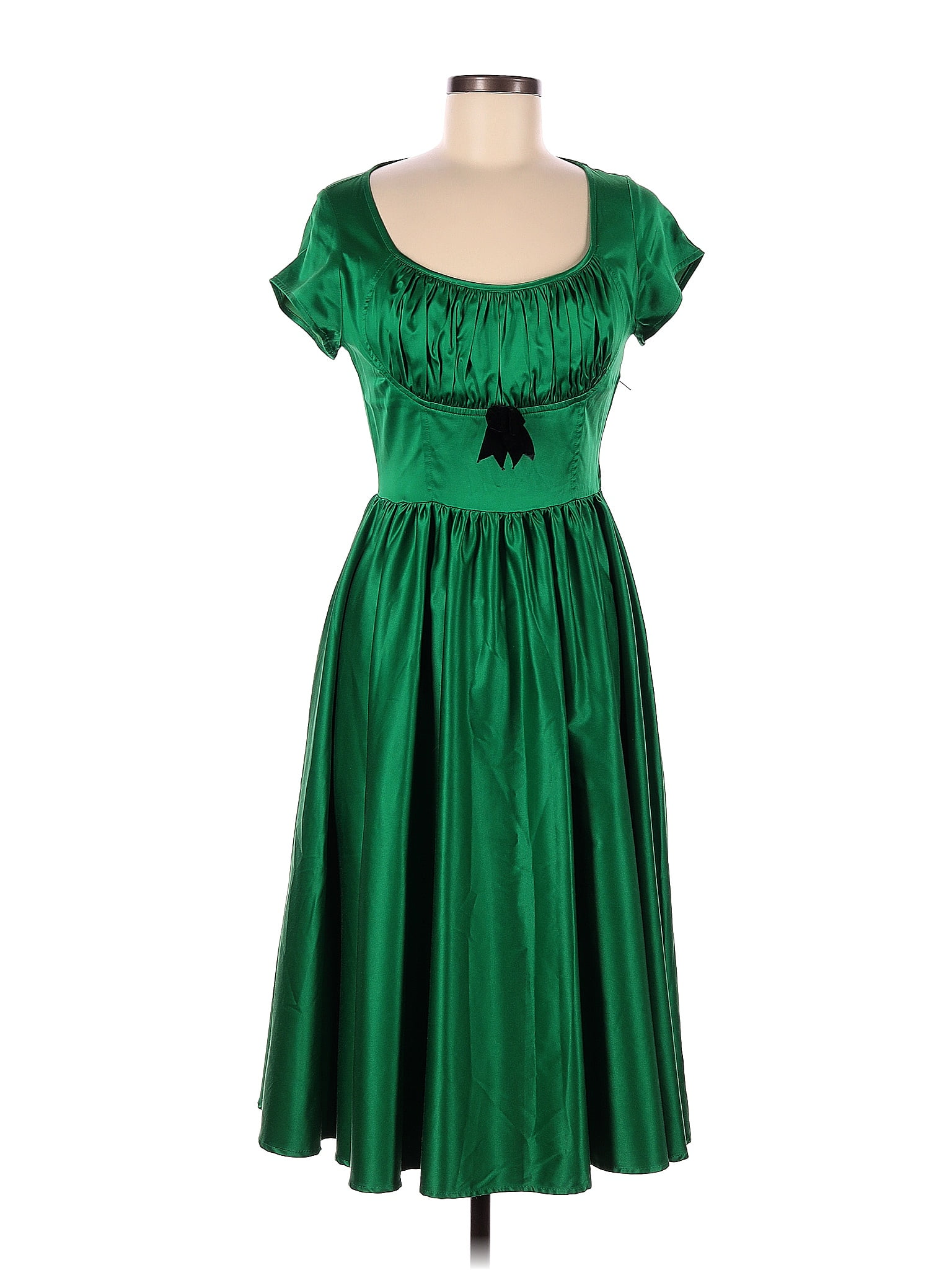 Hepburn Style Vintage Cotton Flare Tea Party 60s 50s Cocktail Solid Green Casual Short Prom Tea Runway Dress