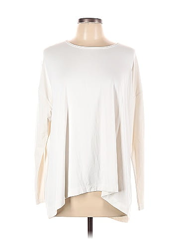 Lululemon Athletica Solid White Ivory Long Sleeve T-Shirt Size 10 - 52% off