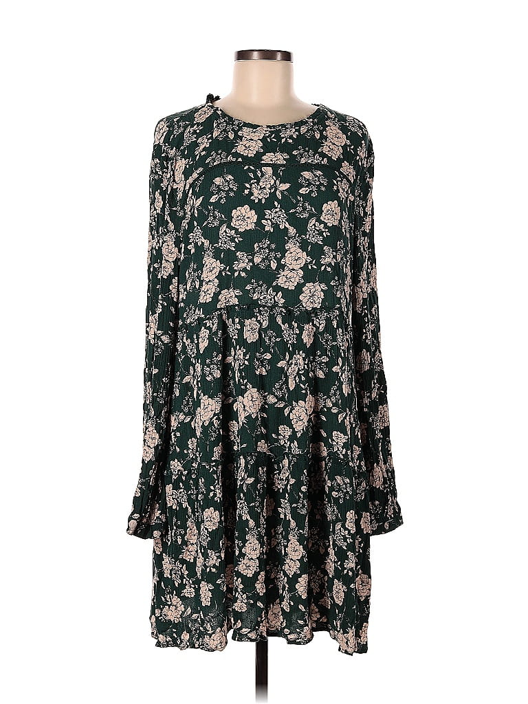 Knox Rose 100 Rayon Floral Multi Color Green Casual Dress Size L 20