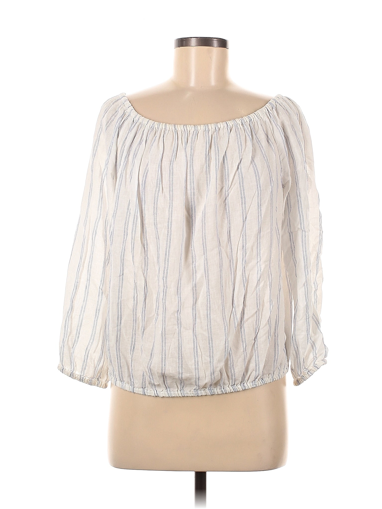 Gap Stripes White Ivory Long Sleeve Blouse Size M 65 Off Thredup