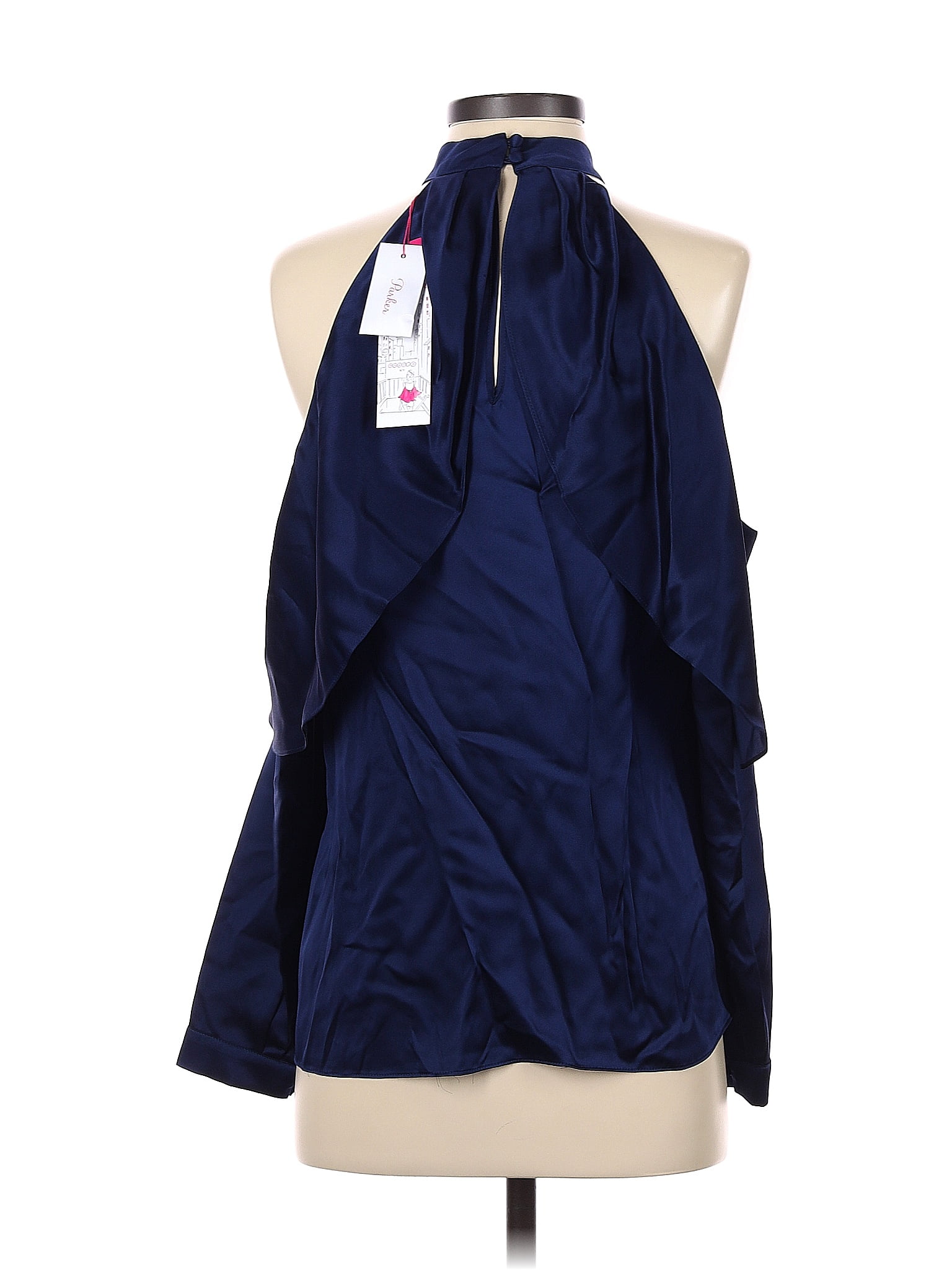 PARKER Womens Blue Tie Smocked Long Sleeve Scoop Neck Mini Blouson Dress main image 0