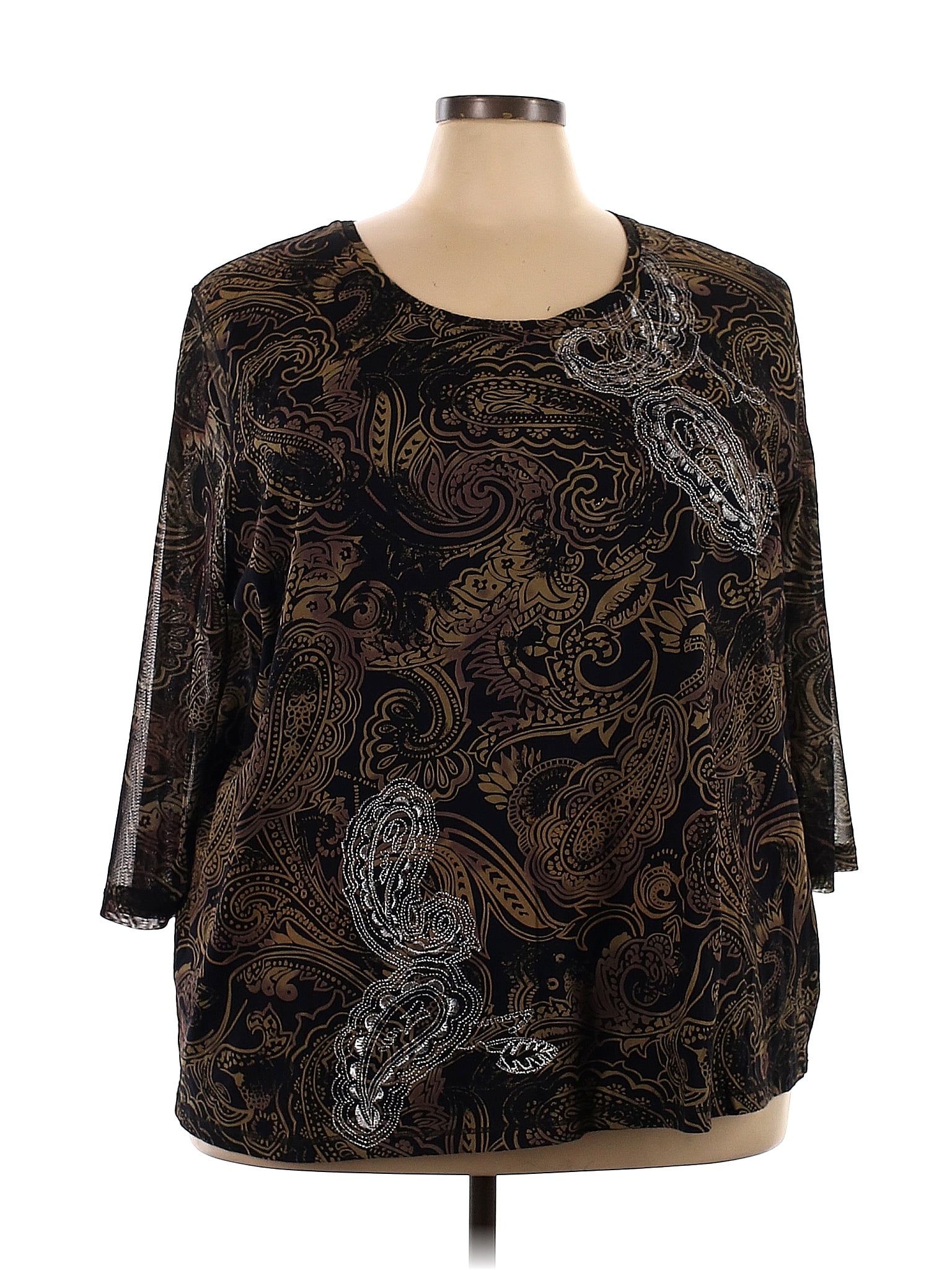 Blouse Femme Liz&Me Platinum Collection Taille 5X - Manches 3/4, Multicolore, Tissu Léger Et Extensible