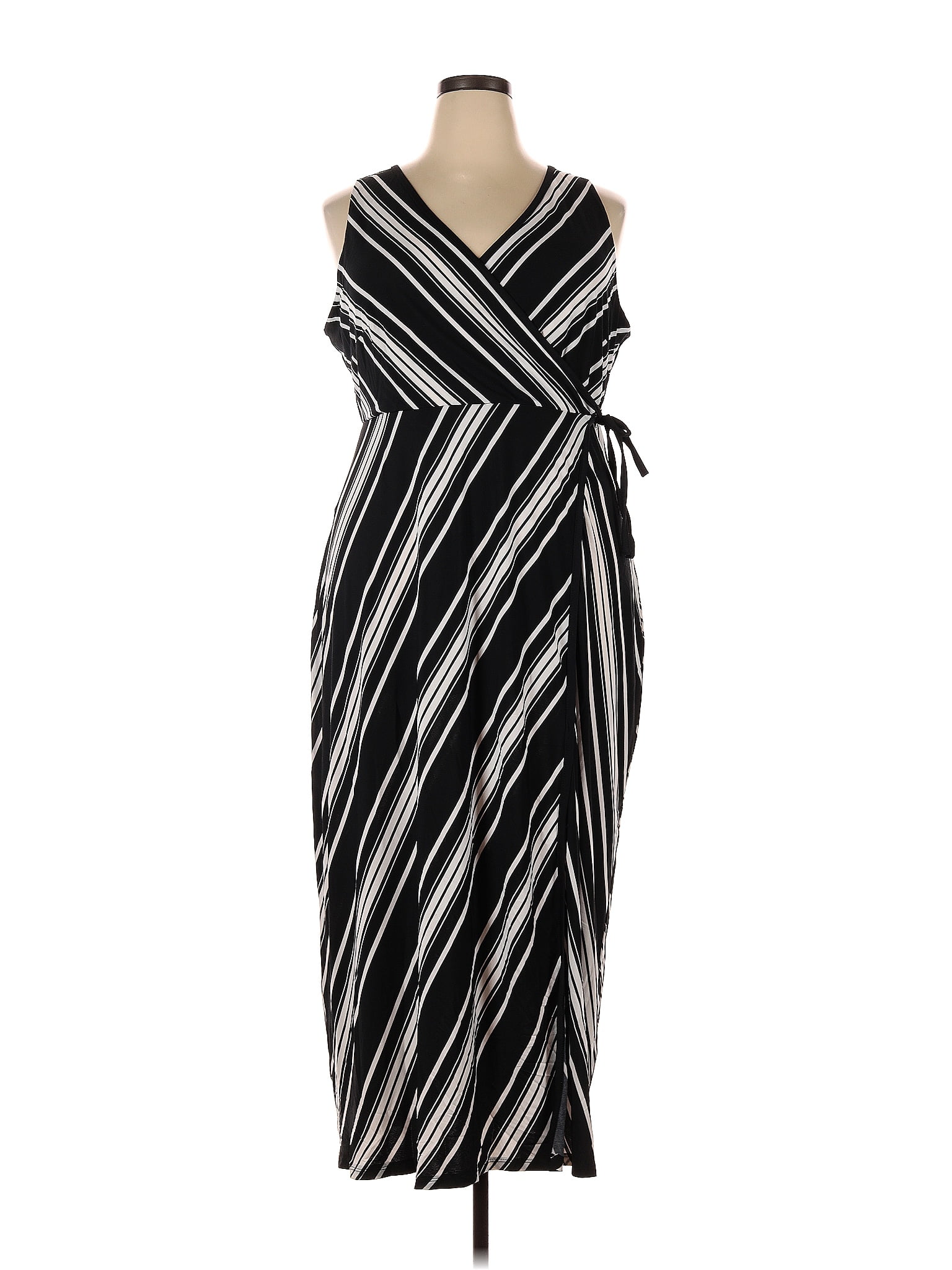 Glamour Stripes Multi Color Black Casual Dress Size 18 (Plus) 44 off ThredUp