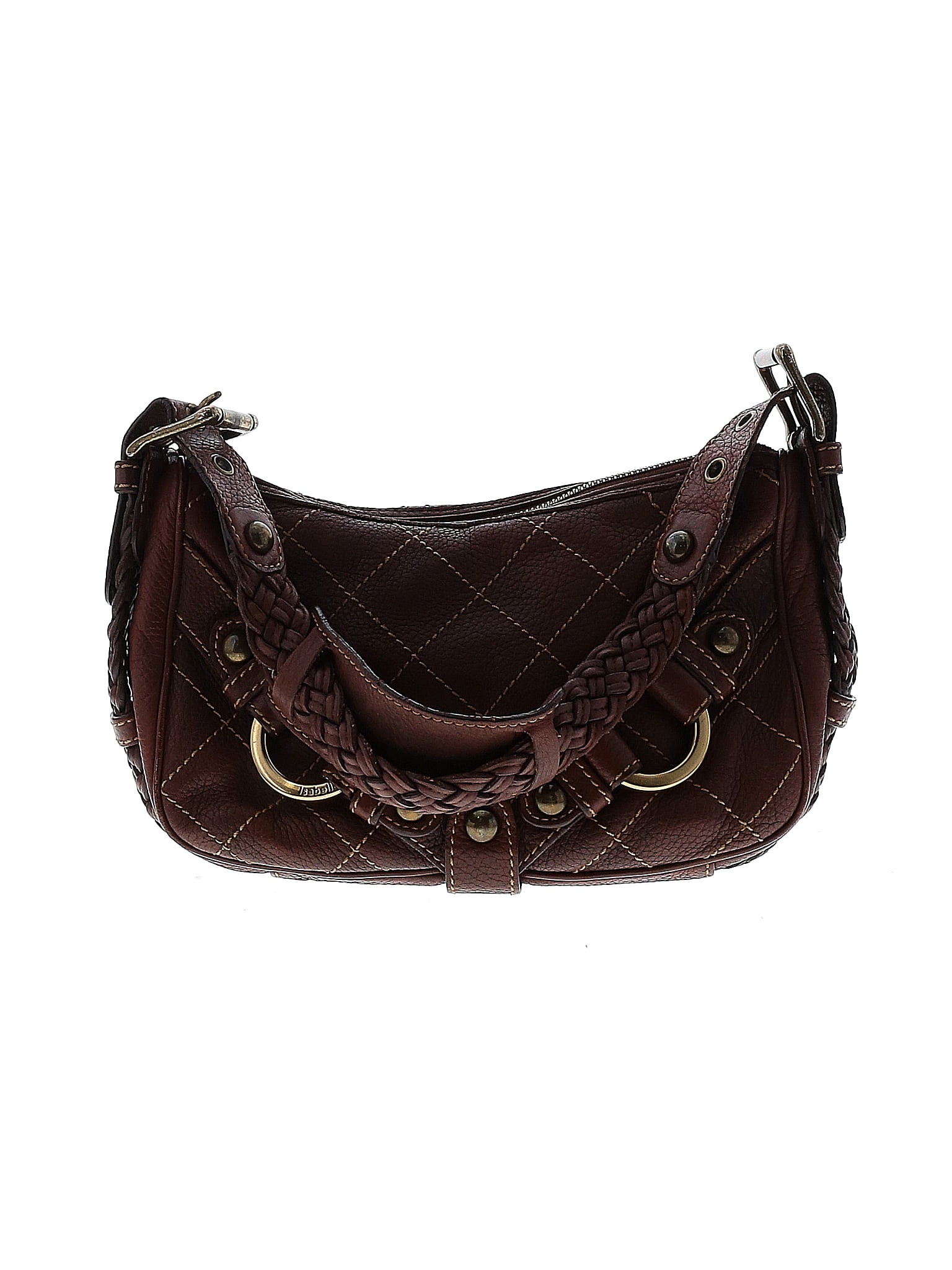 Isabella Fiore 100% Leather Solid Brown Burgundy Leather Shoulder Bag ...