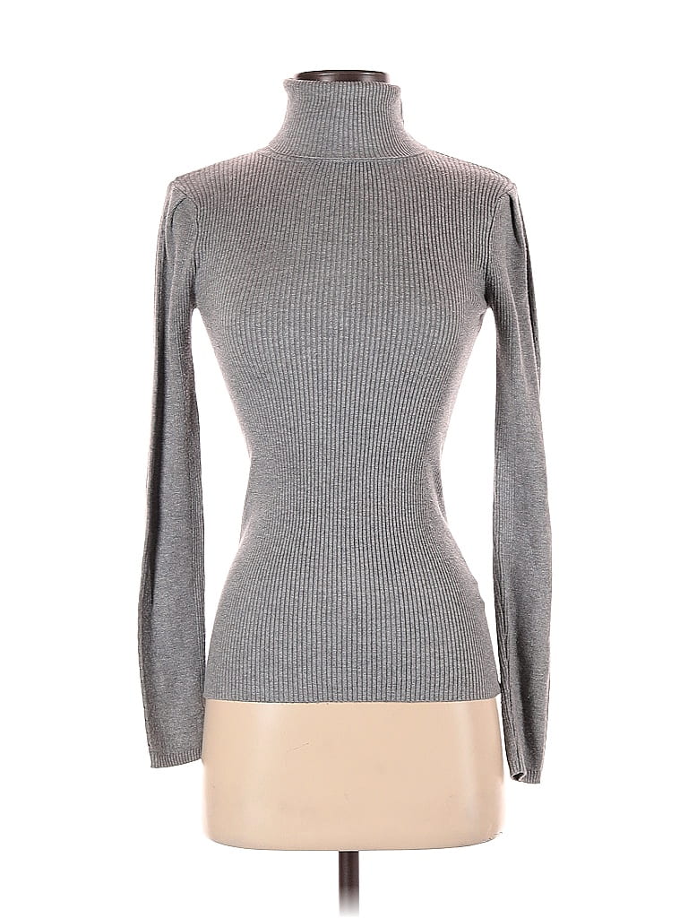 Saks Fifth Avenue Color Block Marled Gray Turtleneck Sweater Size XS ...