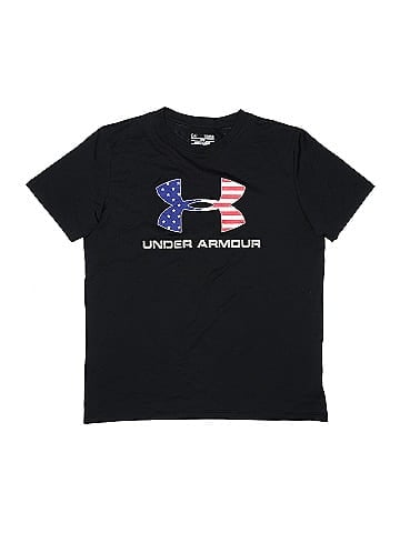 Under Armour 100% Polyester Black Active T-Shirt Size L (Youth