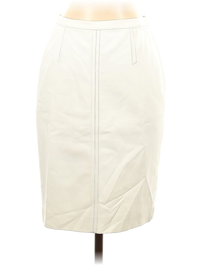 Pre-owned Ann Taylor Faux Leather Skirt In White