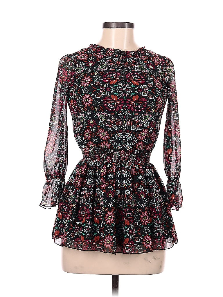 Pre-owned Ella Moss Long Sleeve Blouse In Black