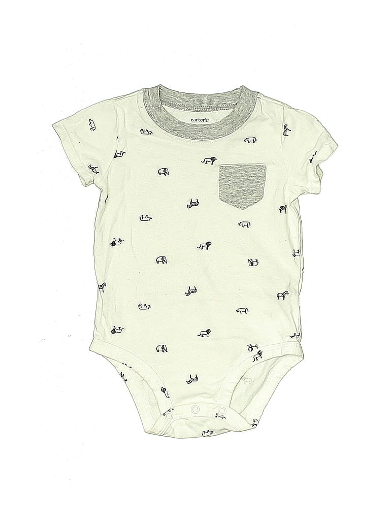 Pre-owned Carter's Babies' Short Sleeve Onesie In White