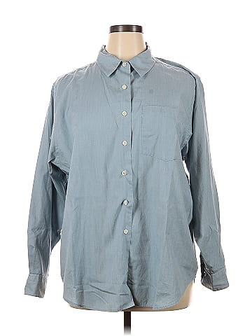 L.L.Bean Checkered-gingham Blue Long Sleeve Button-Down Shirt Size XL - 58%  off