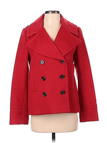 J crew red wool 2024 coat