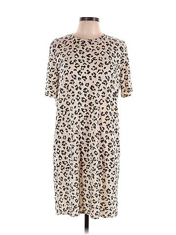 Lucky Brand Leopard Print Tan Casual Dress Size L - 68% off