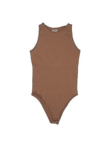 OQQ Solid Brown Bodysuit Size S - 62% off