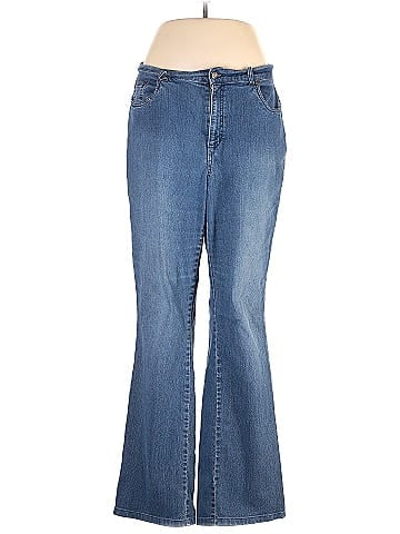 Woman Within Solid Blue Jeans Size 14 (Tall) - 65% off
