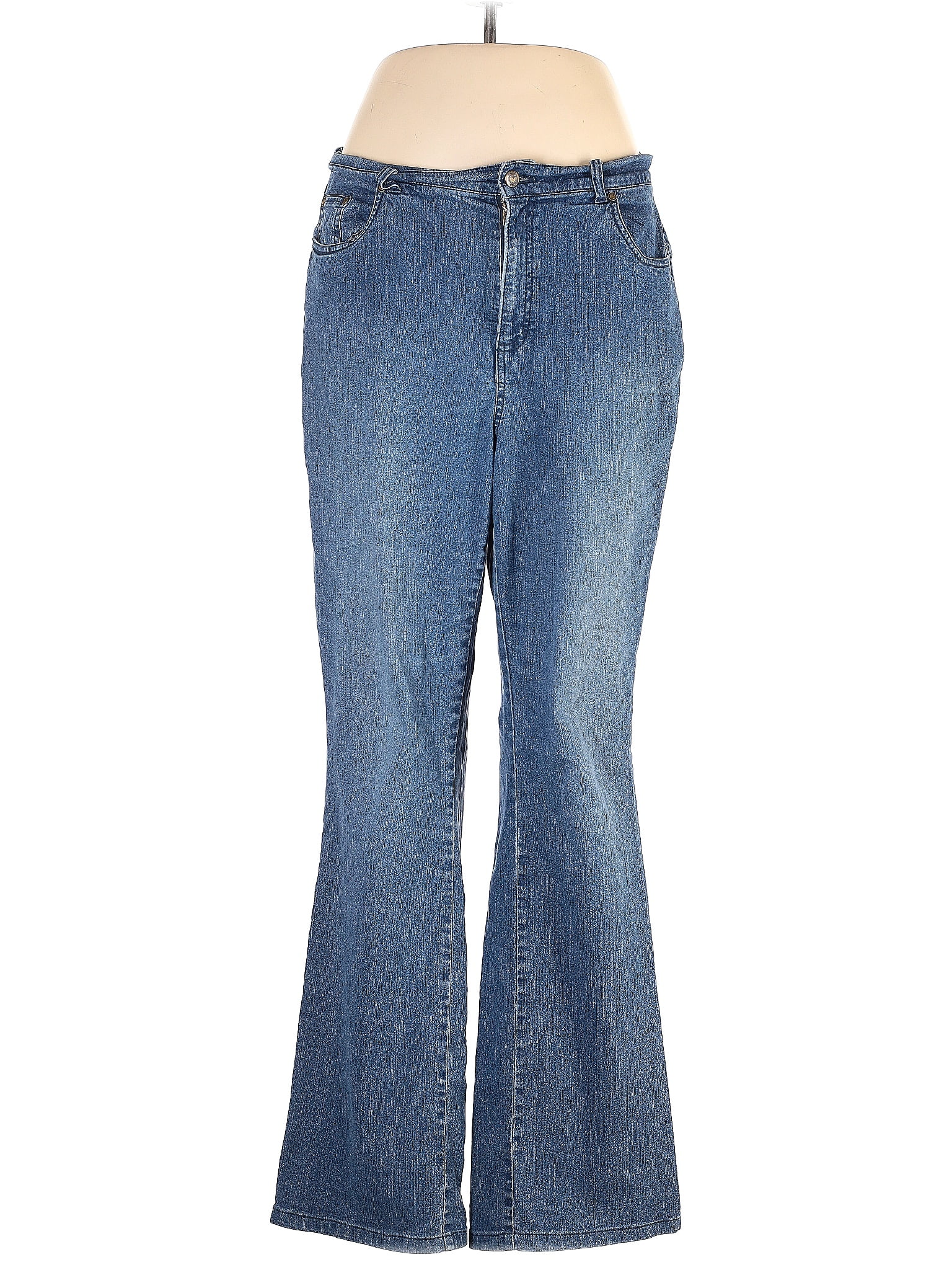 Woman Within Solid Blue Jeans Size 14 (Tall) - 65% off