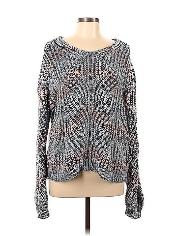 Knox Rose 100% Acrylic Color Block Multi Color Gray Pullover Sweater Size L  - 40% off