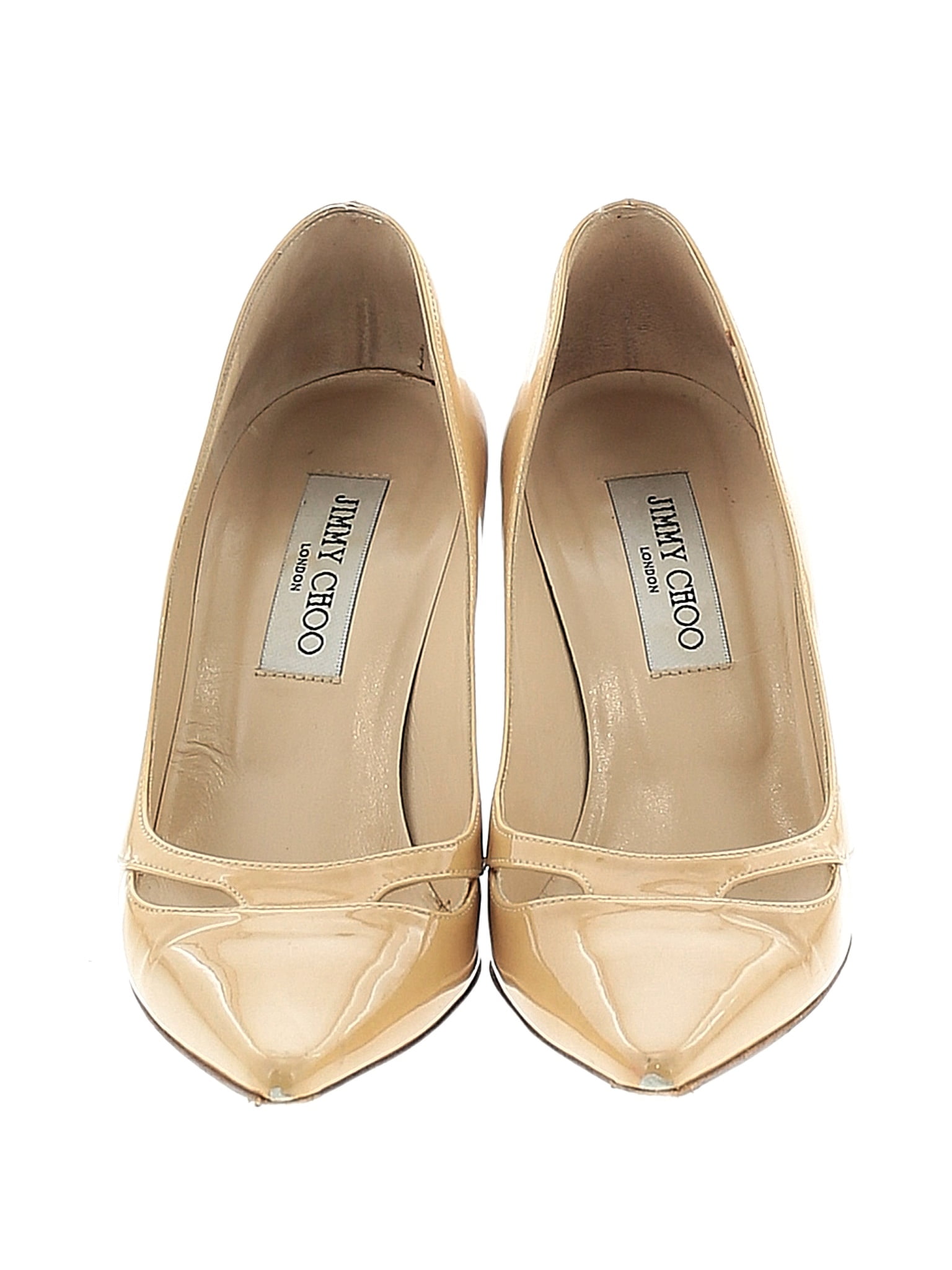 Jimmy Choo 100% Patent Leather Solid Tan Ivory Heels Size 38 (EU) - 75% off