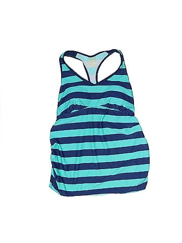 Unbranded Color Block Stripes Multi Color Blue Swimsuit Top Size S