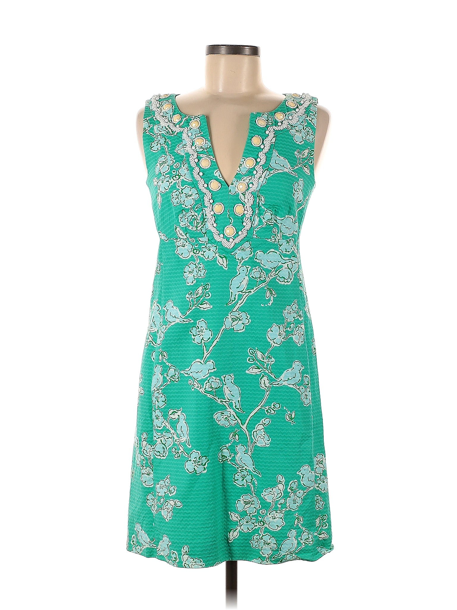 Lilly Pulitzer 100% Cotton Floral Green Casual Dress Size 6 - 70% off ...