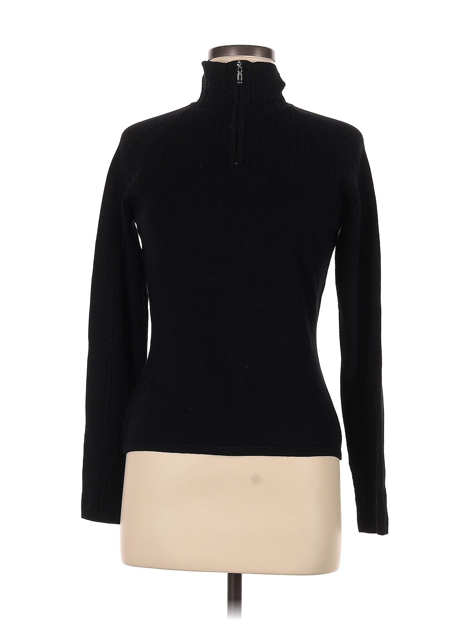 NILS Sportswear Color Block Solid Black Turtleneck Sweater Size M