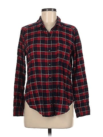 Hollister 100% Cotton Plaid Red Long Sleeve Button-Down Shirt Size M - 60%  off