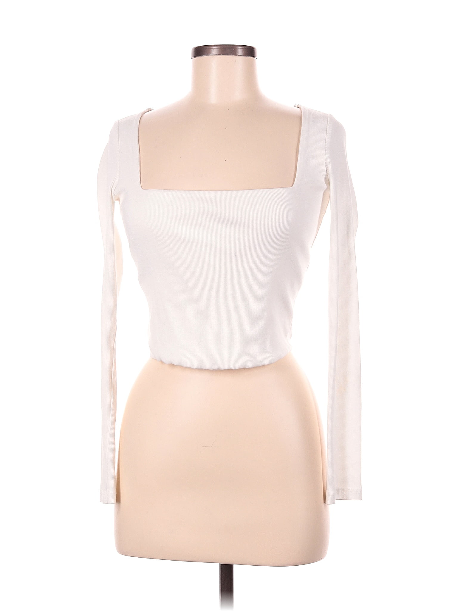 Zara Solid White Ivory Long Sleeve Top Size M 52 Off Thredup