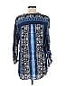 Nine West 100% Viscose Batik Aztec Or Tribal Print Blue Long Sleeve Blouse Size M - photo 2