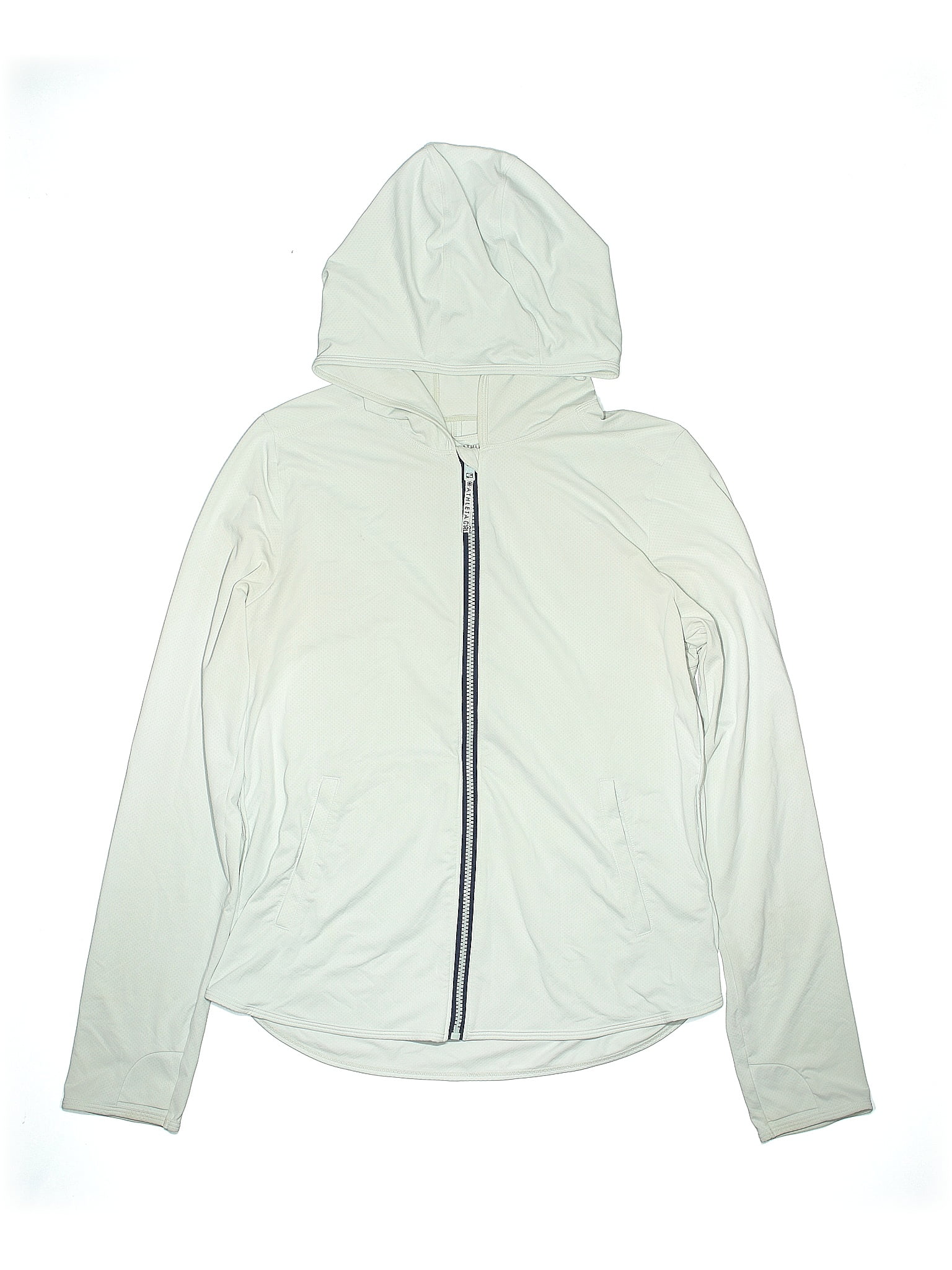 Athleta Solid White Zip Up Hoodie Size 16 64 off ThredUp