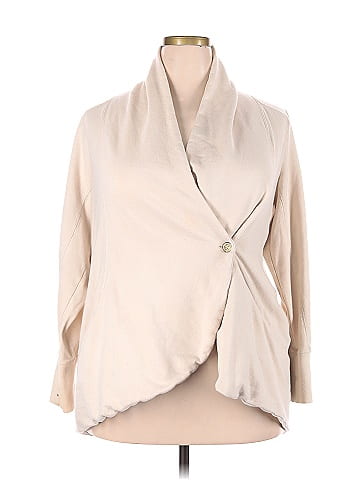 Lucky Brand Color Block Solid Tan Cardigan Size 2X (Plus) - 78% off