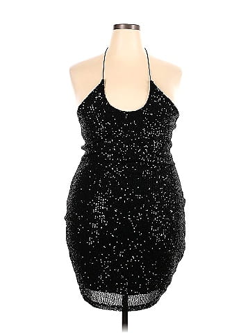 Fashion Nova 100% Polyester Solid Black Cocktail Dress Size 3X (Plus) - 28%  off