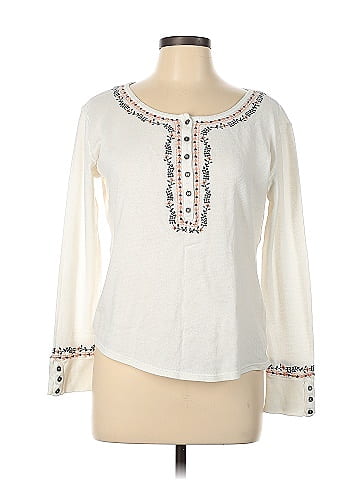 Lucky Brand 100% Cotton White Ivory Thermal Top Size L - 66% off