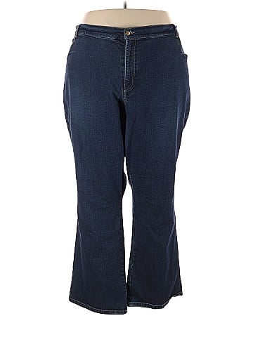 Woman Within Solid Blue Jeans Size 32 (Plus) - 71% off