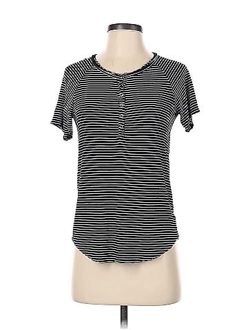 American Eagle Outfitters Color Block Stripes Black Short Sleeve Henley Size  XS - 56% off