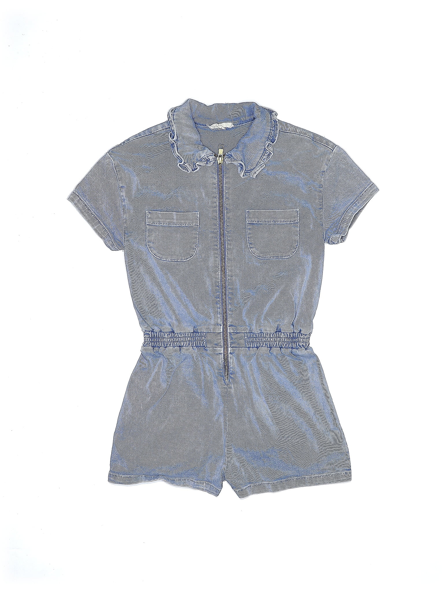 Louisa Elasticated Waist Ruffle Hem Romper Blue