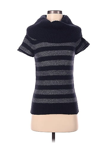 BCBGMAXAZRIA Color Block Stripes Blue Turtleneck Sweater Size S