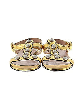 Gucci Willow Gold leather Faux Pearl Embellished GG Logo Flat Thong Sandals (view 2)