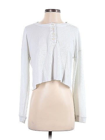 American Eagle Outfitters White Ivory Long Sleeve Henley Size S - 56% off