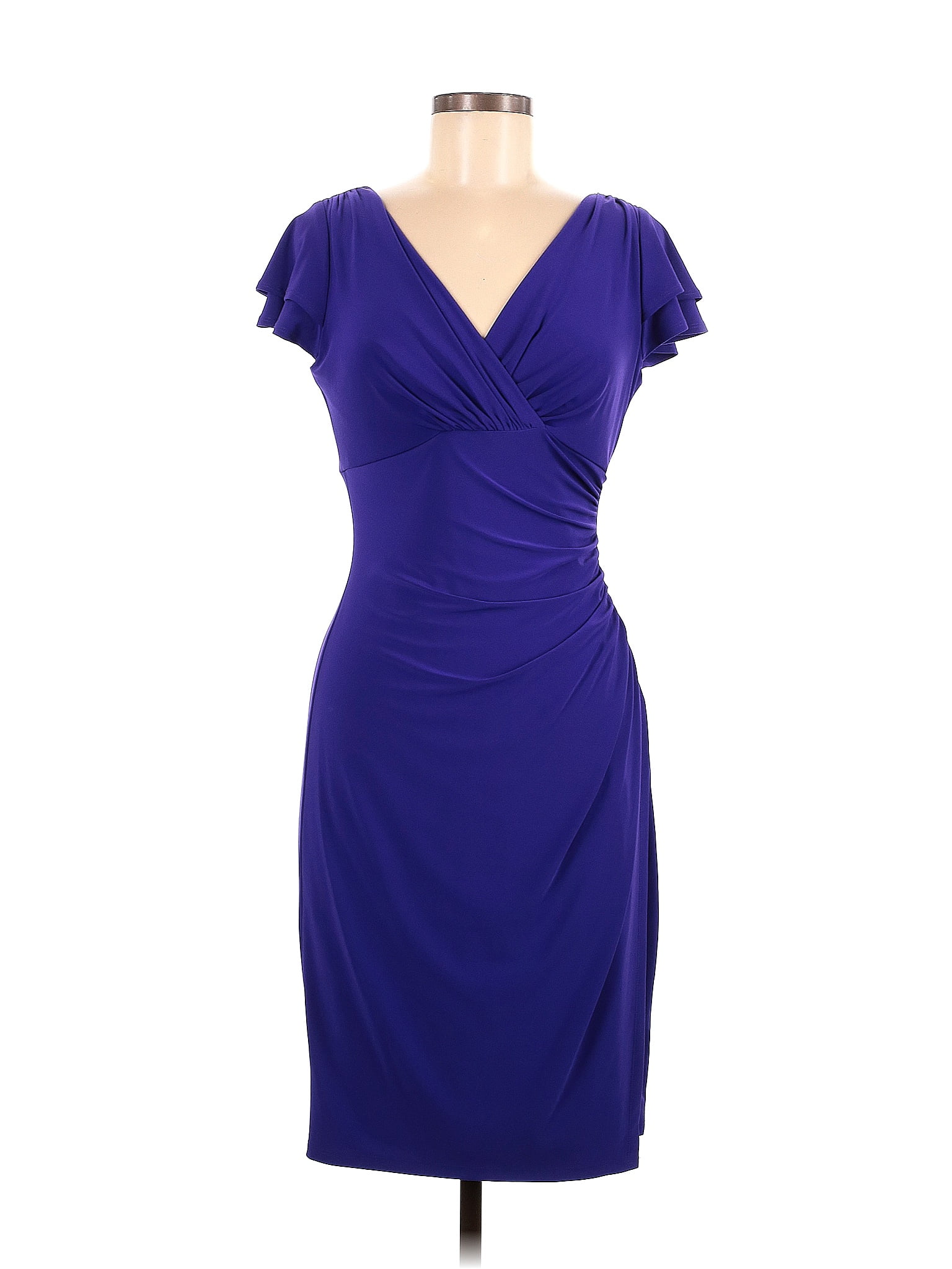 Lauren By Ralph Lauren Solid Sapphire Purple Casual Dress Size 6 - 73% 