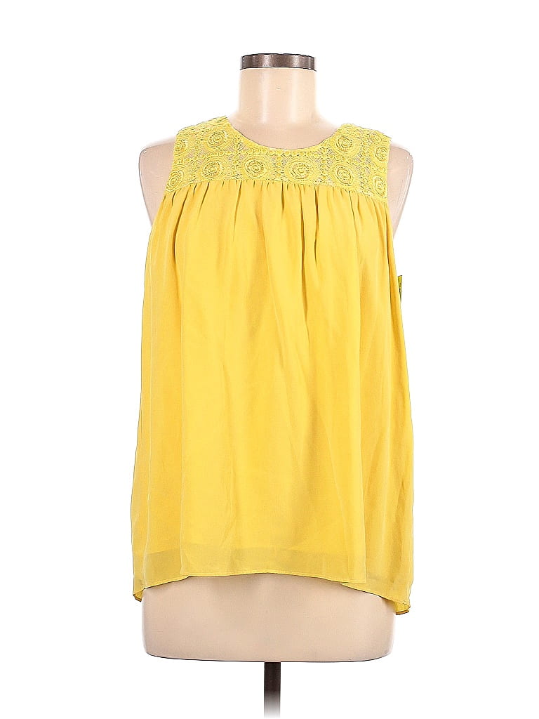 Central Park West 100% Silk Yellow Sleeveless Blouse Size M - photo 1