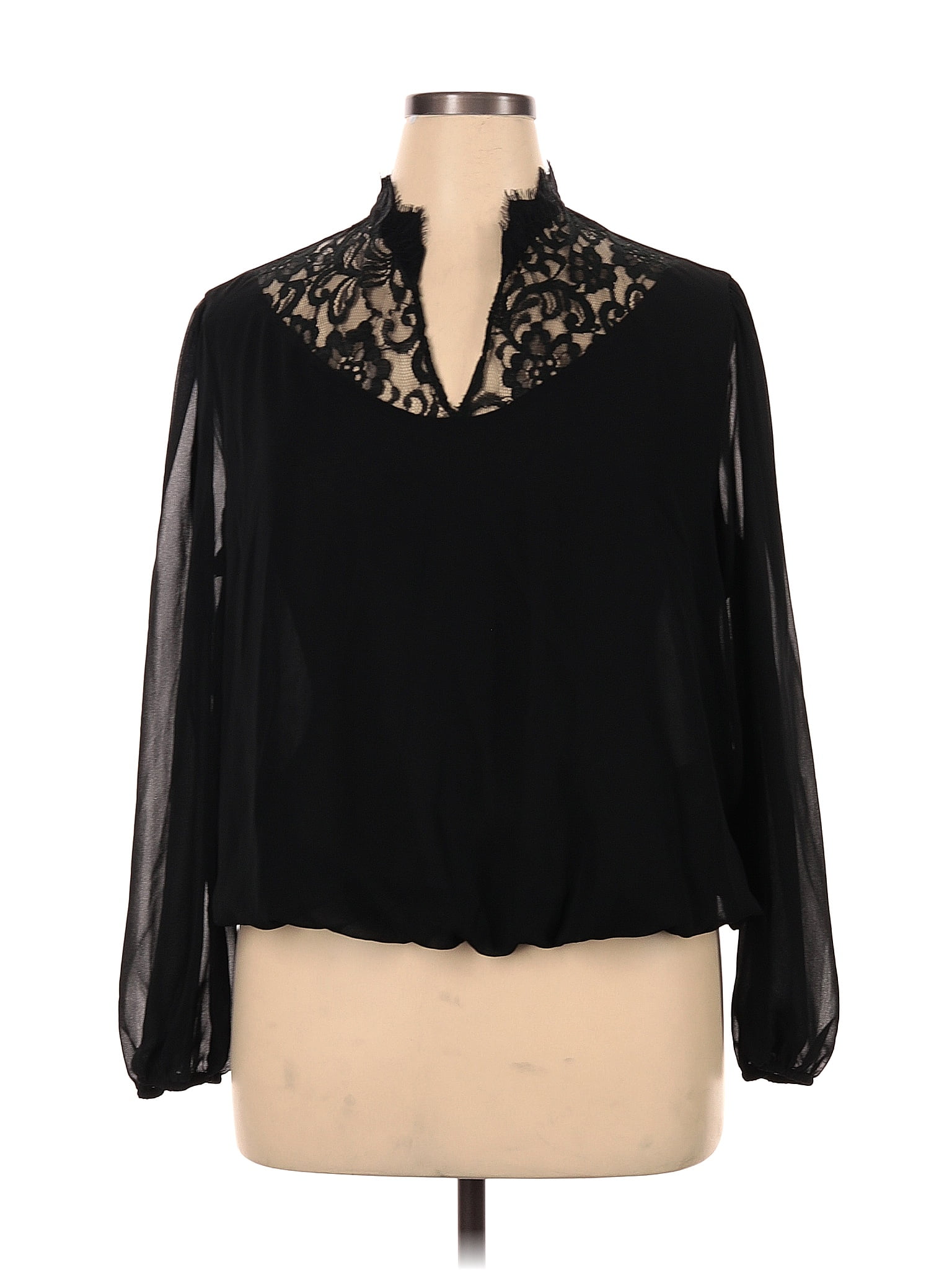 New York & Company 100% Polyester Black Long Sleeve Blouse Size XL - 71 ...