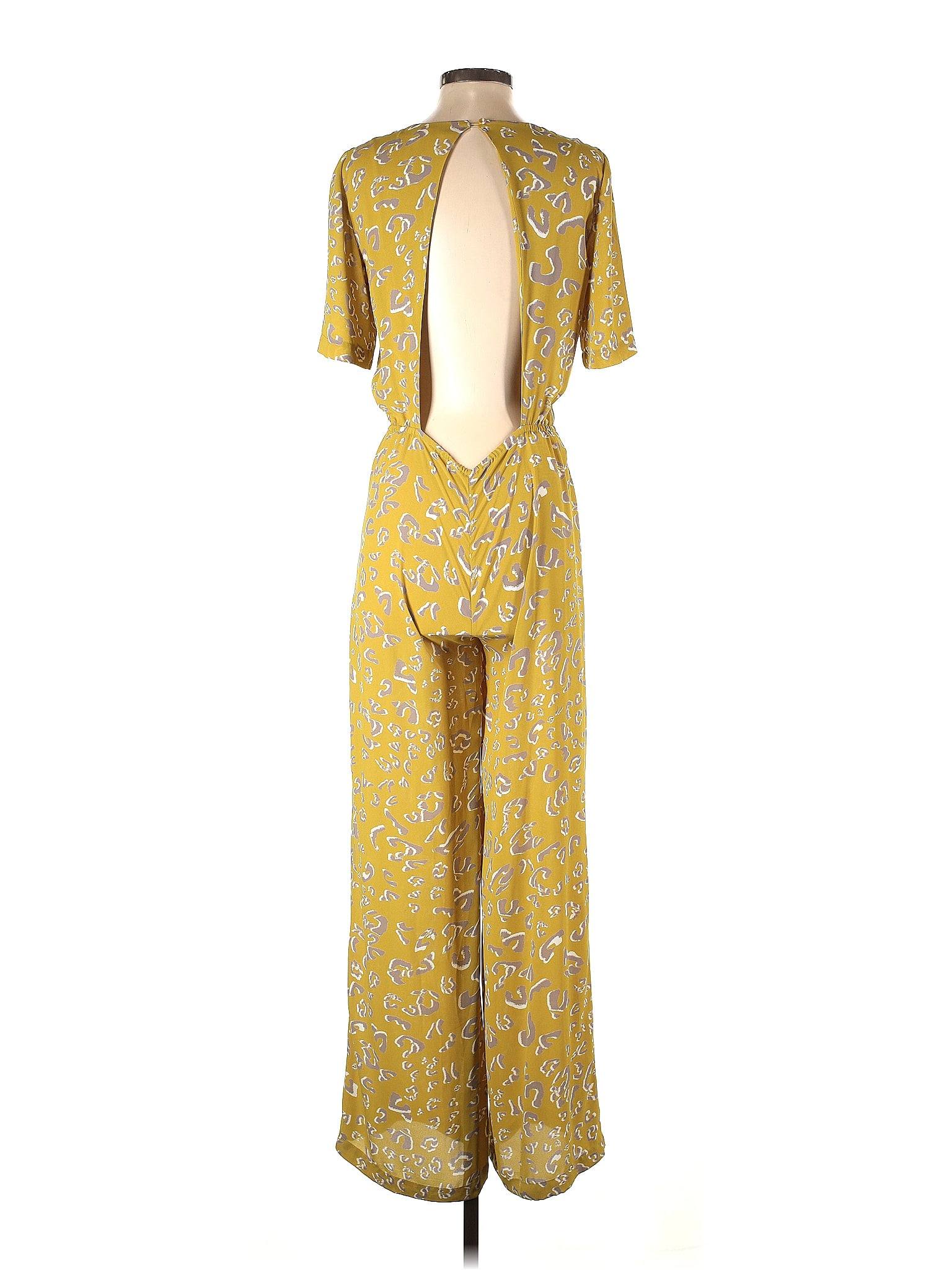 BCBGMAXAZRIA 100 Polyester Floral Yellow Jumpsuit Size XS 84